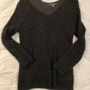 EDDIE BAUER Knit Long Sleeve V-Neck Sweater L Holiday Party